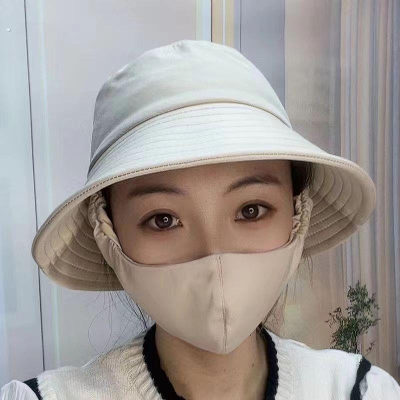 新款防晒遮阳帽口罩一体夏季透气遮脸防尘紫外线户外采茶太阳帽女