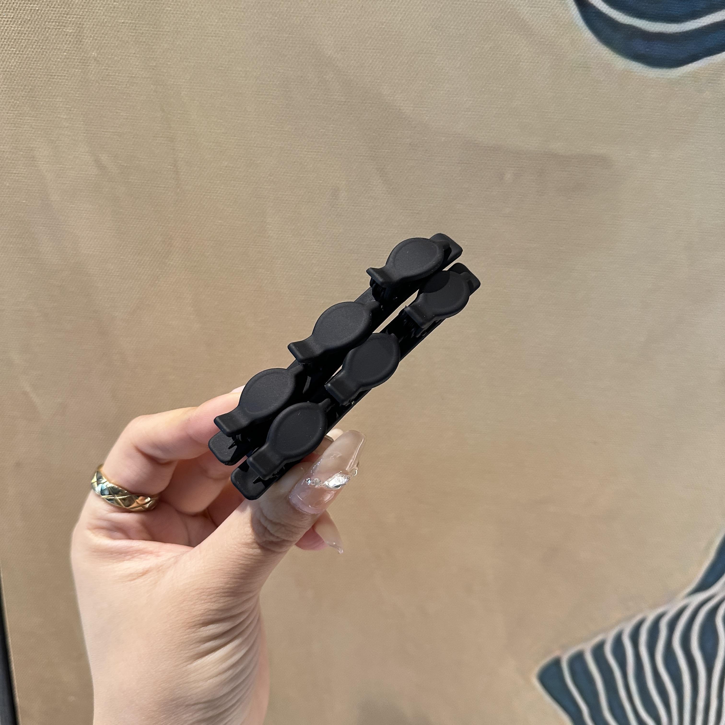 网红纯色懒人公主头哑光双层编发侧边夹刘海发夹女碎发固定发卡子