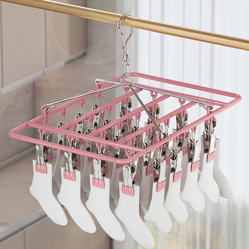 德国品质不锈钢晒袜子神器多夹子晾衣架凉内衣内裤挂婴儿夹晾晒架