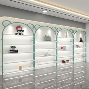 鞋店鞋架展示架童鞋店货架商场带灯货柜开店用的货架落店铺架子