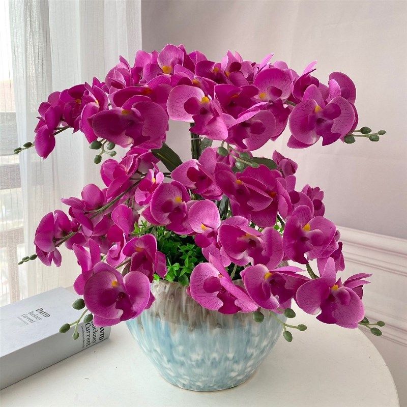 仿真蝴蝶兰花盆栽套装客厅餐桌电视柜室内装饰品花卉塑料摆件假花,家居饰品,仿真花/假花,淘宝优惠券,粉丝福利购,淘宝优惠卷