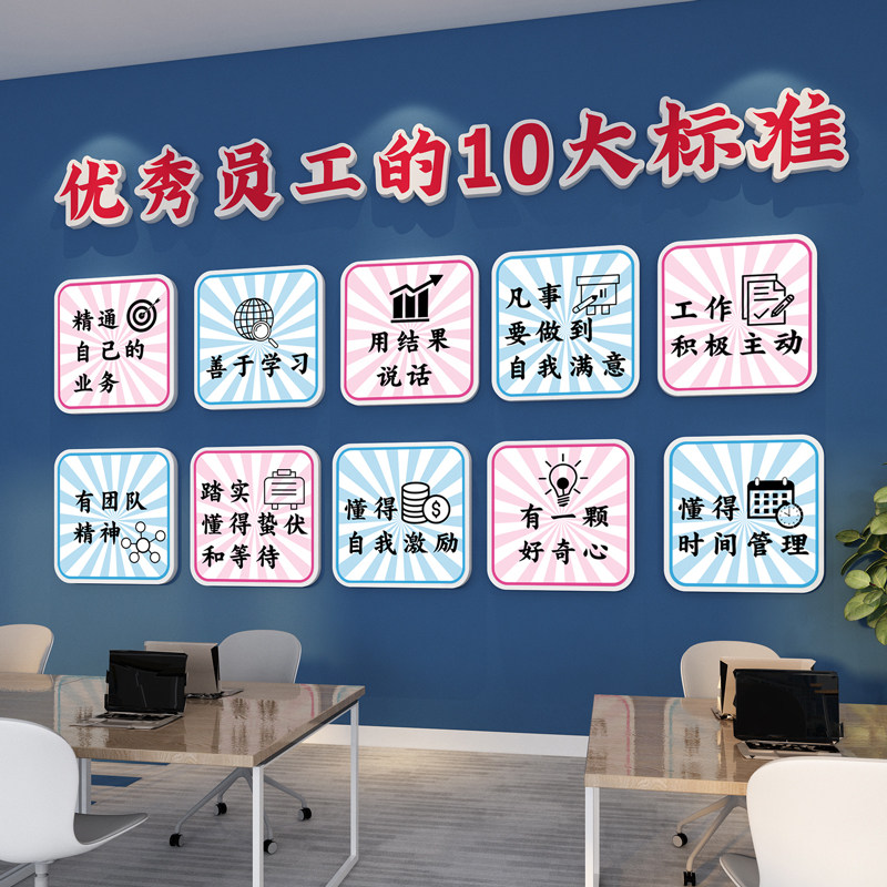 办公室墙面装饰挂画公司员工励志标语企业文化形象背景墙氛围墙贴,家居饰品,文化墙贴,淘宝优惠券,粉丝福利购,淘宝优惠卷