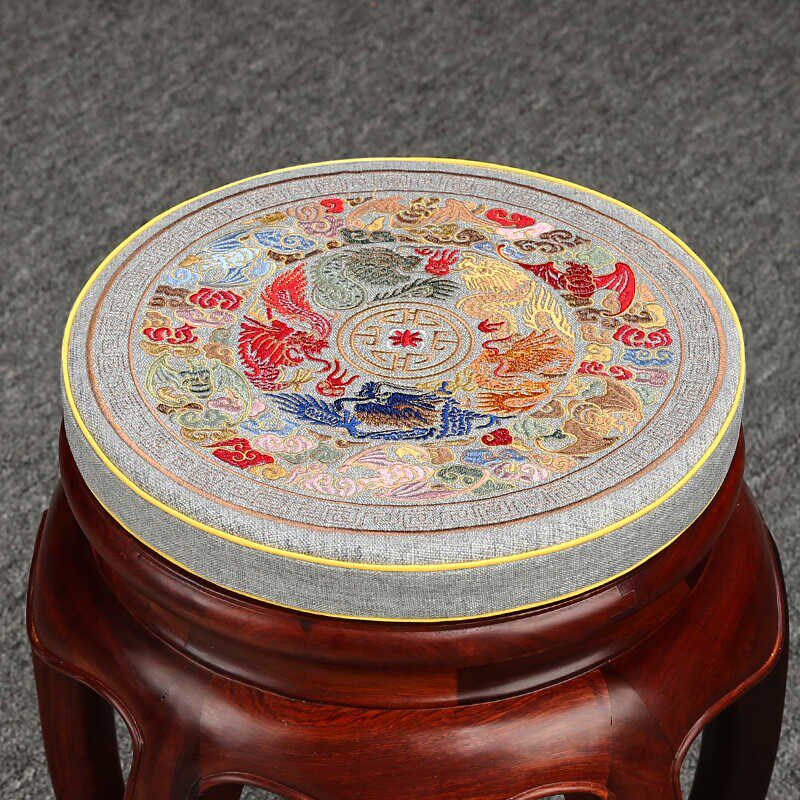 中式红木椅子圆形坐垫实木小圆垫鼓凳藤椅餐椅垫防滑圆凳坐垫定制