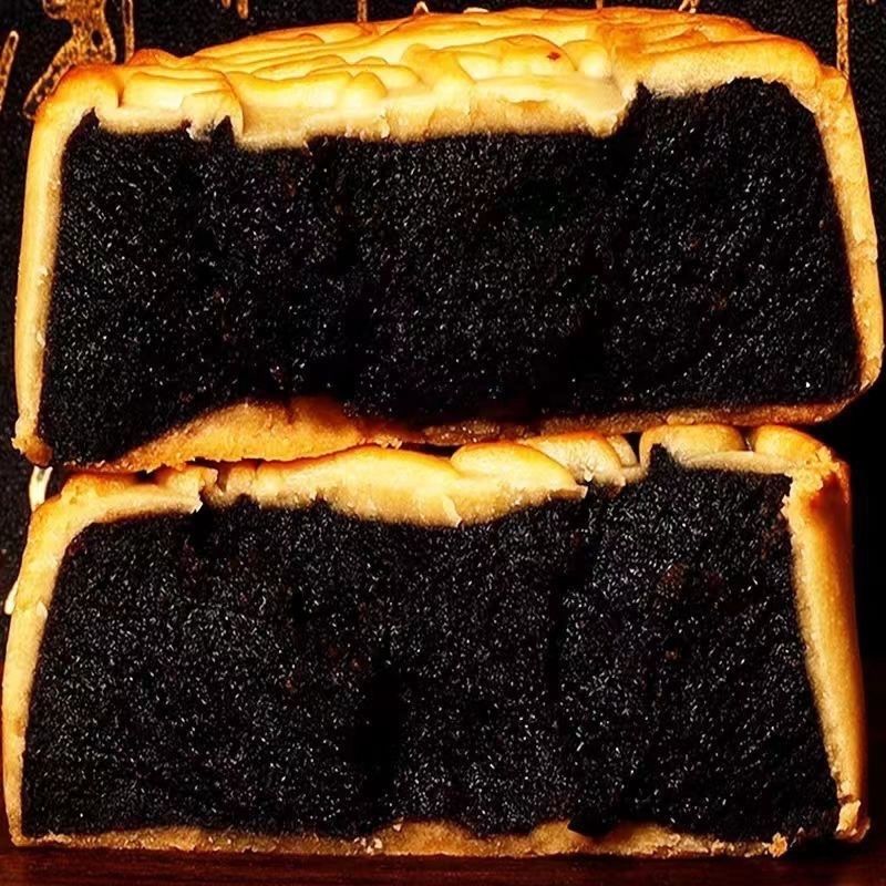 【买4个送4个】正宗手工柴火黑豆沙月饼广式月饼糕点茶点早点批发