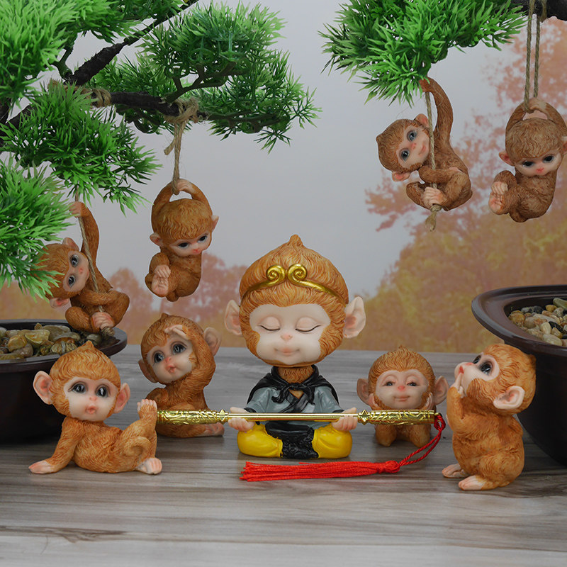 猴子茶宠摇头摆件精品创意工艺品孙悟空茶玩微景观盆栽车内装饰品