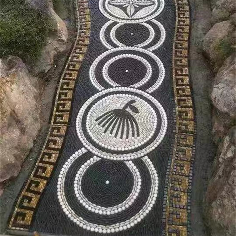 50斤黑色鹅卵石庭院花园造景铺路铺地大小石头天然雨花石原石黑石