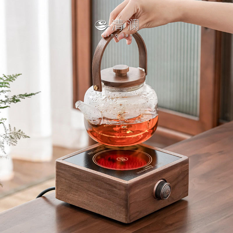 清澜胡桃木电陶炉加厚玻璃耐高温蒸煮茶壶新款小型围炉煮茶器套装,餐饮具,煮茶炉,淘宝优惠券,粉丝福利购,淘宝优惠卷