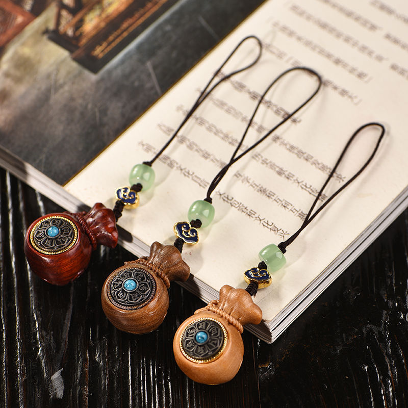 饰品檀香木【钱袋转转】挂件