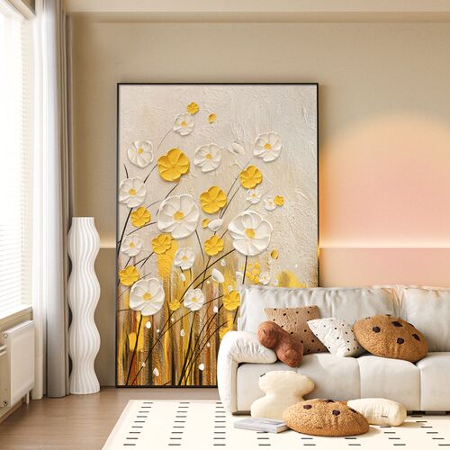 摆台装饰画小雏菊奶油客厅画落地沙发背景画餐厅挂画卧室床头壁画