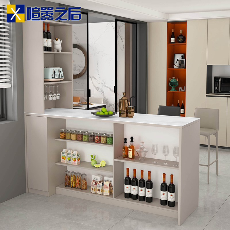 客厅岩板吧台餐边柜一体隔断柜开放式餐厅岛台餐桌酒柜组合8G200