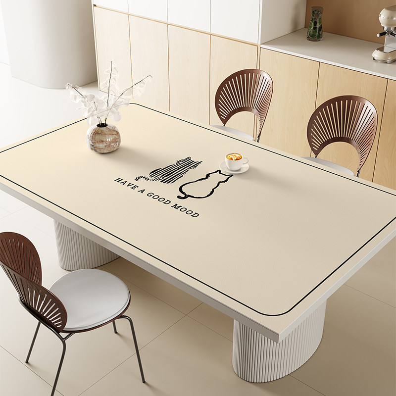 奶油风皮革餐桌垫桌布防水防油免洗防烫隔热茶几台盖布桌面保护垫