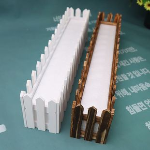 实木插花小栅栏仿真干花白色田园风格 饰带泡沫地面栏栅 桌面假花装
