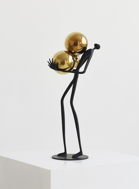 轻奢风现代高级感艺术抽象人物摆件样板房客厅电视柜软装饰品摆设