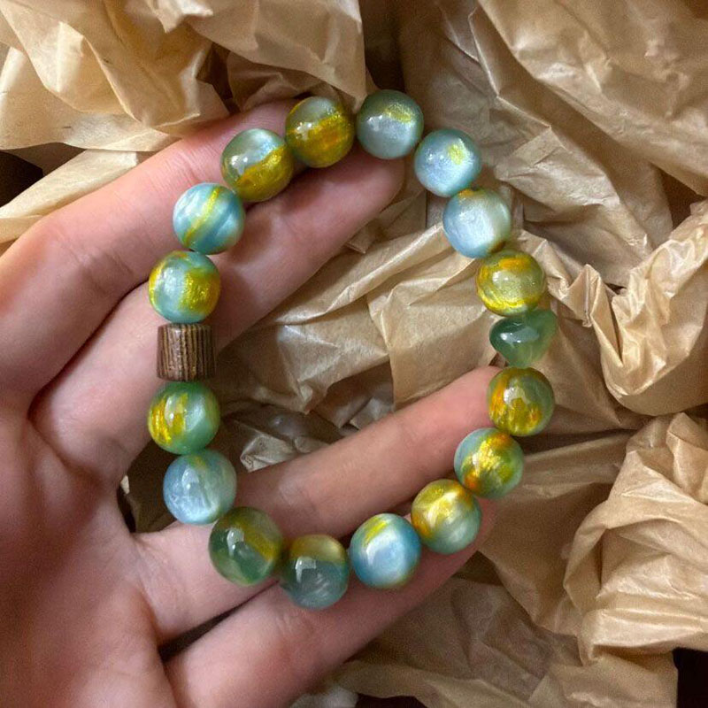 新中式蓝绿色树脂串珠手串
