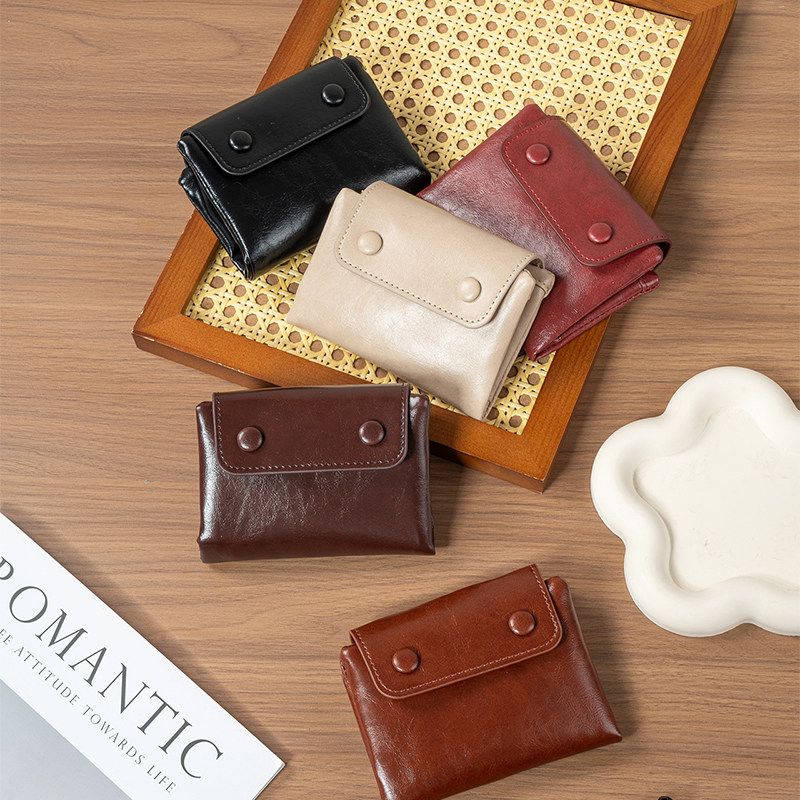 韩系ins翻盖复古软皮小钱包卡包学生零钱包多功能女士钱夹大容量