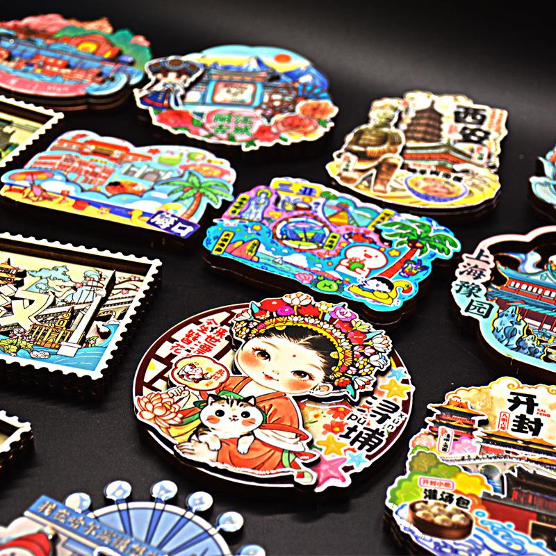 现货木质冰箱贴全国各地风景磁贴旅游景区展会博物馆个性文创礼品