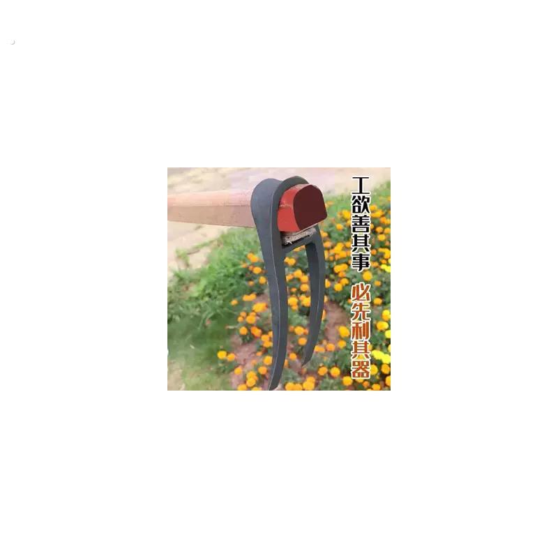 家用全钢长把二齿锄头两用挖土开荒种菜开垦种地农具两齿农用耙子