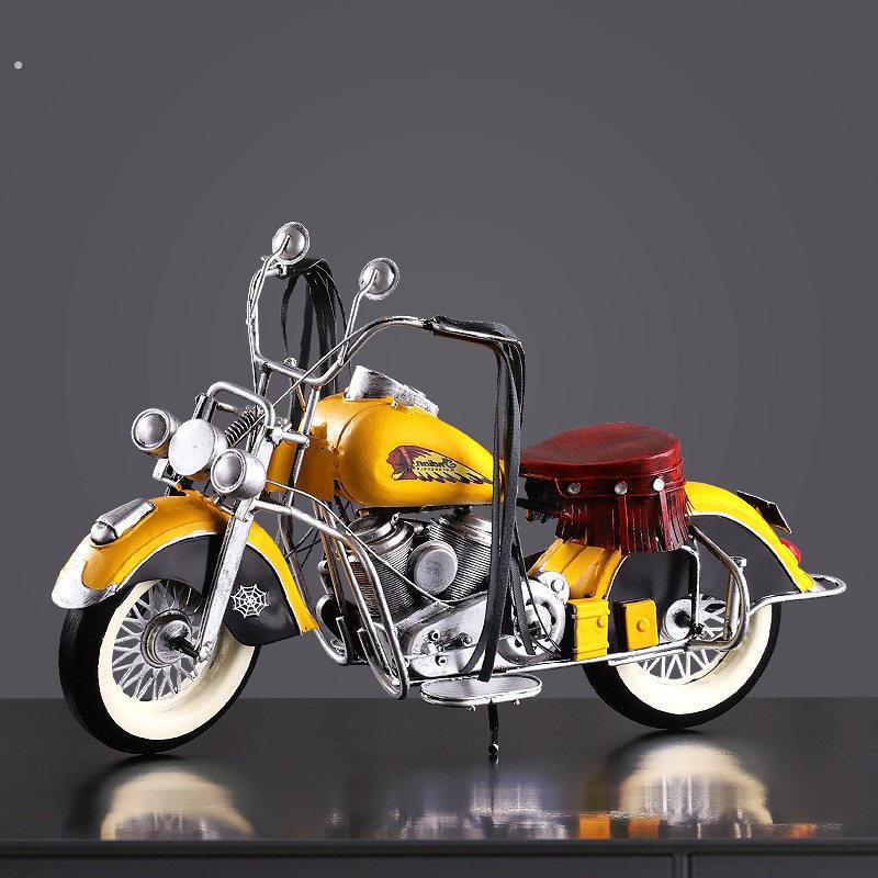 复古怀旧哈雷摩托车客厅电视柜酒柜仿真铁艺车模型家居装饰品摆件