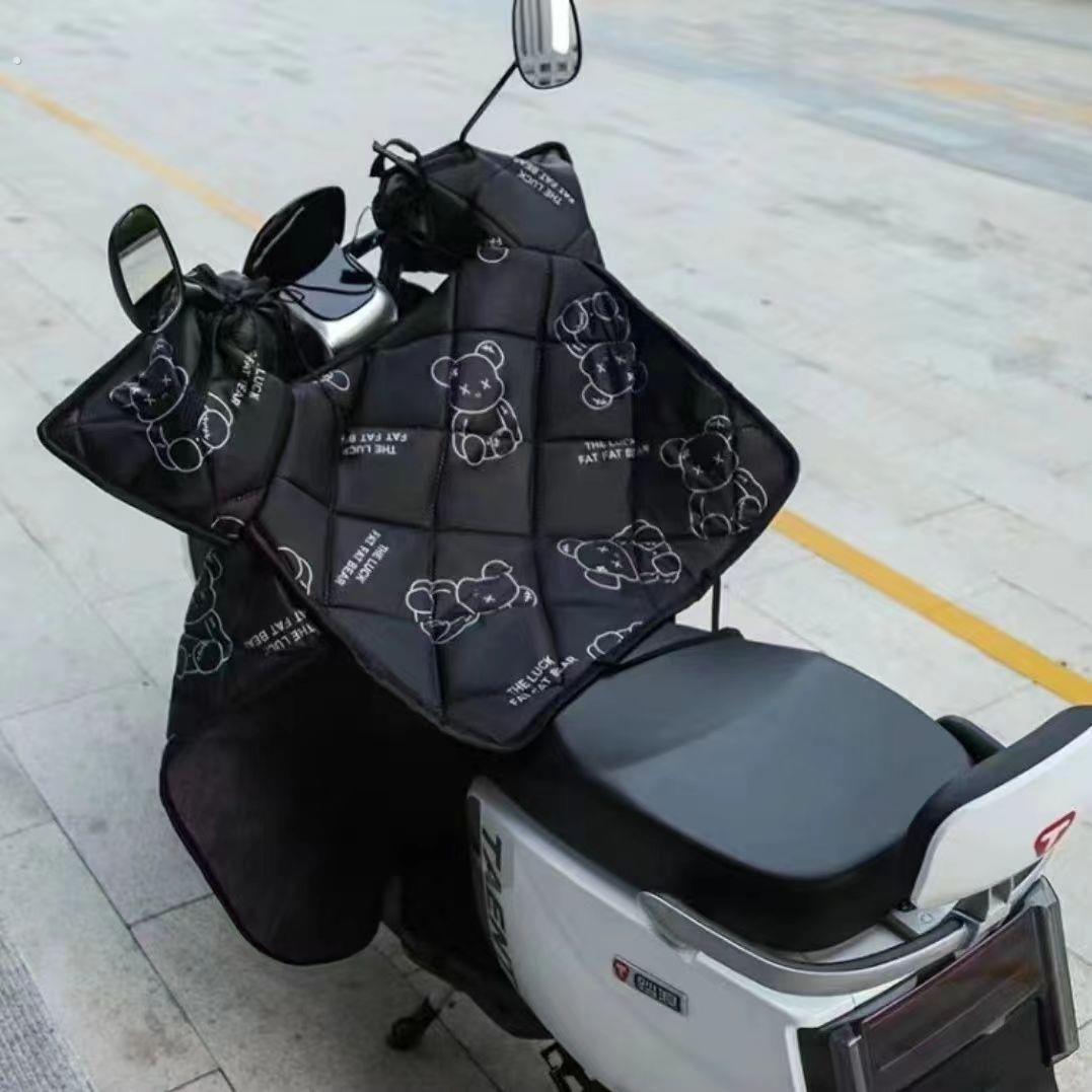 电动车挡风被冬季加绒中厚二轮三轮车被防水口袋挡风被防寒保暖