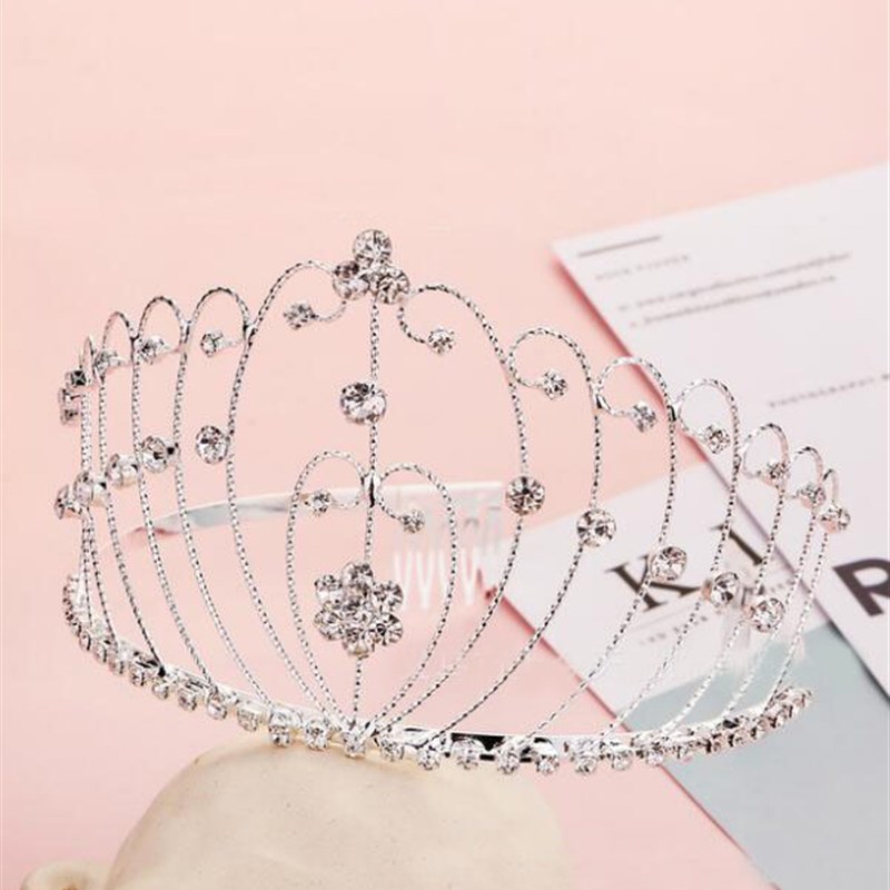 儿童发夹大皇冠水钻女孩女童公主头冠新娘礼服发饰王冠花童头饰品