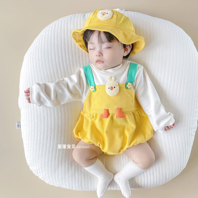 网红男女宝宝哈衣服秋装婴儿连体包屁可爱超萌洋气春秋季两件套装