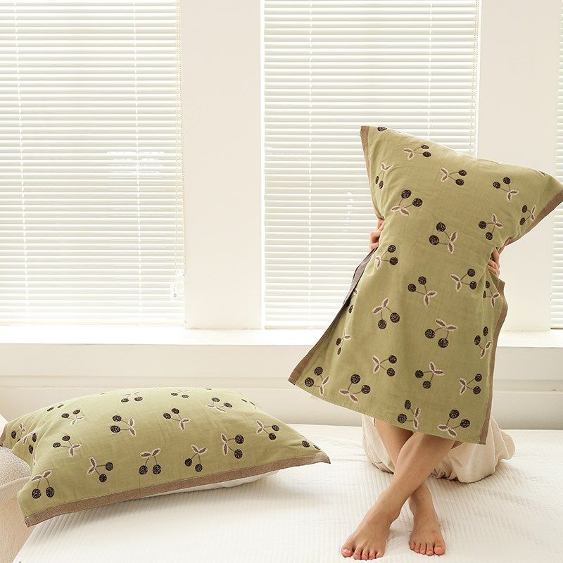 2025新款高端全棉四层纱布枕巾一对装纯棉枕头盖巾防头油四季通用,床上用品,枕巾,淘宝优惠券,粉丝福利购,淘宝优惠卷