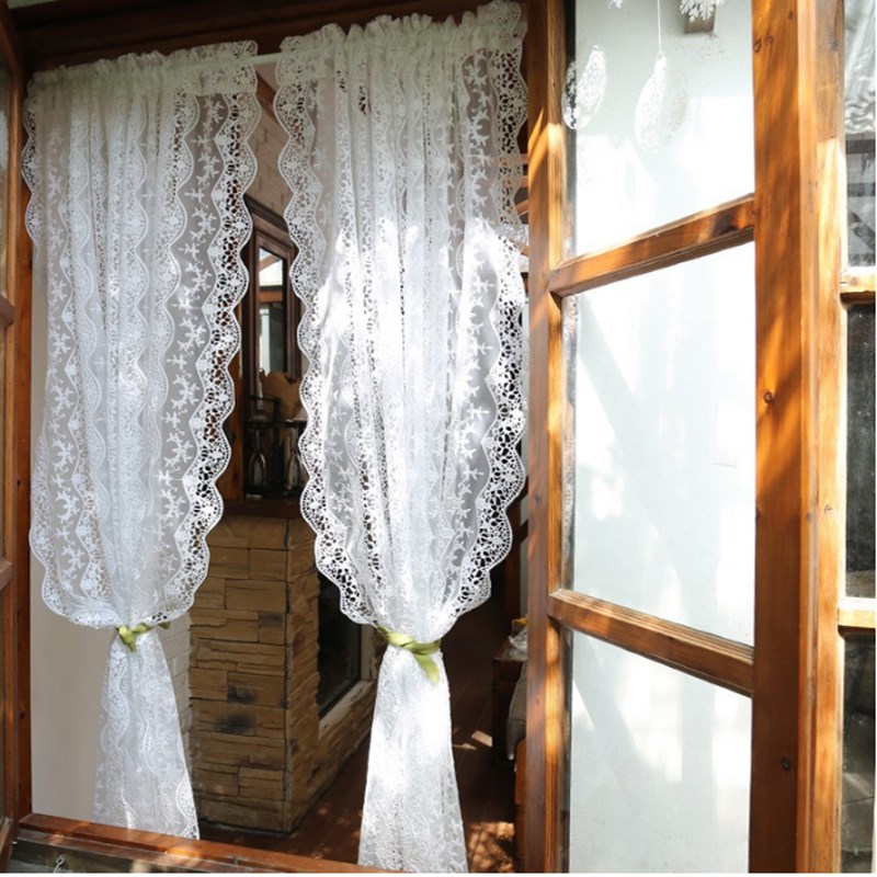白蕾丝遮挡帘杂物隔断帘防尘帘橱柜窗装饰短帘儿童房可定制门帘