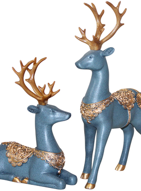 创意客厅招财鹿摆件高档家居饰品轻奢办公室玄关酒柜简约工艺品