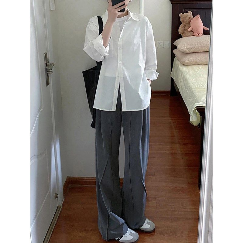 设计感灰色西装裤女秋季新款胖妹妹mm高腰宽松显瘦垂感阔腿休闲裤,女装/女士精品,大码裤装,淘宝优惠券,粉丝福利购,淘宝优惠卷