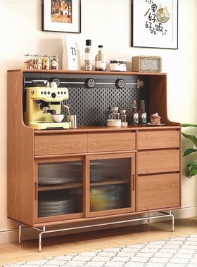 北欧实木餐边柜日式客厅茶水柜洞洞板玄关柜收纳柜小户型储物酒柜