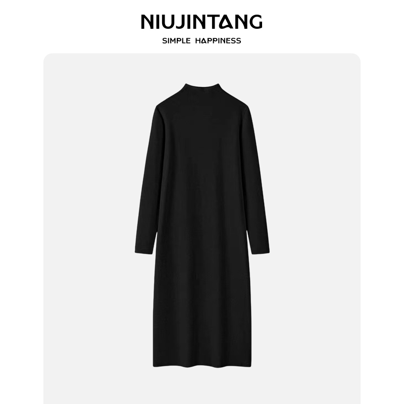 【NJT】2025年秋冬时尚半高领中长显瘦纯色保暖针织连衣裙SDY2528