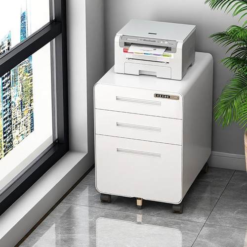 桌下移动活动文件柜带锁办公室三抽屉储物铁皮矮柜打印机收纳柜子