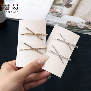 个性 发夹 水钻刘海夹头饰卡子发夹少女时尚 带钻A1pq808 简 一字夹