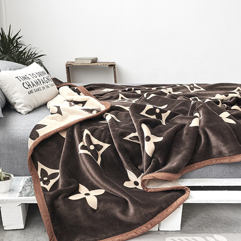 双面印花法兰绒毯子单双人盖毯珊瑚绒毛毯加厚冬季午睡毯现代简约