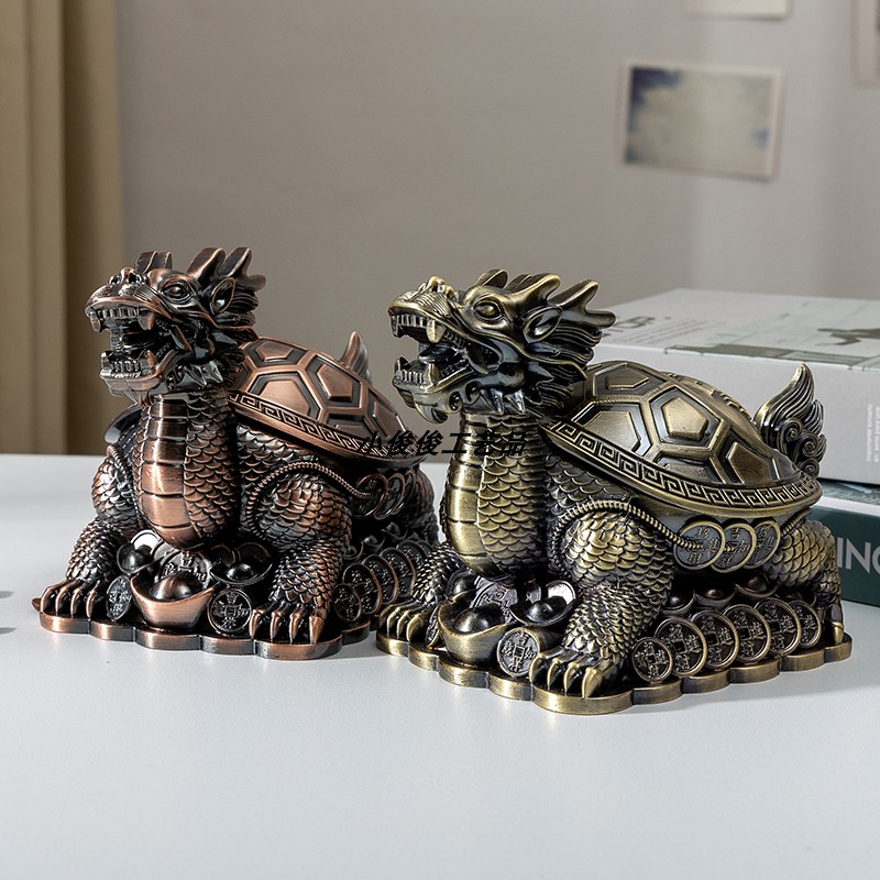 中式怀旧复古八卦龙龟烟灰缸家用餐厅客厅书房办公室有盖防风烟缸