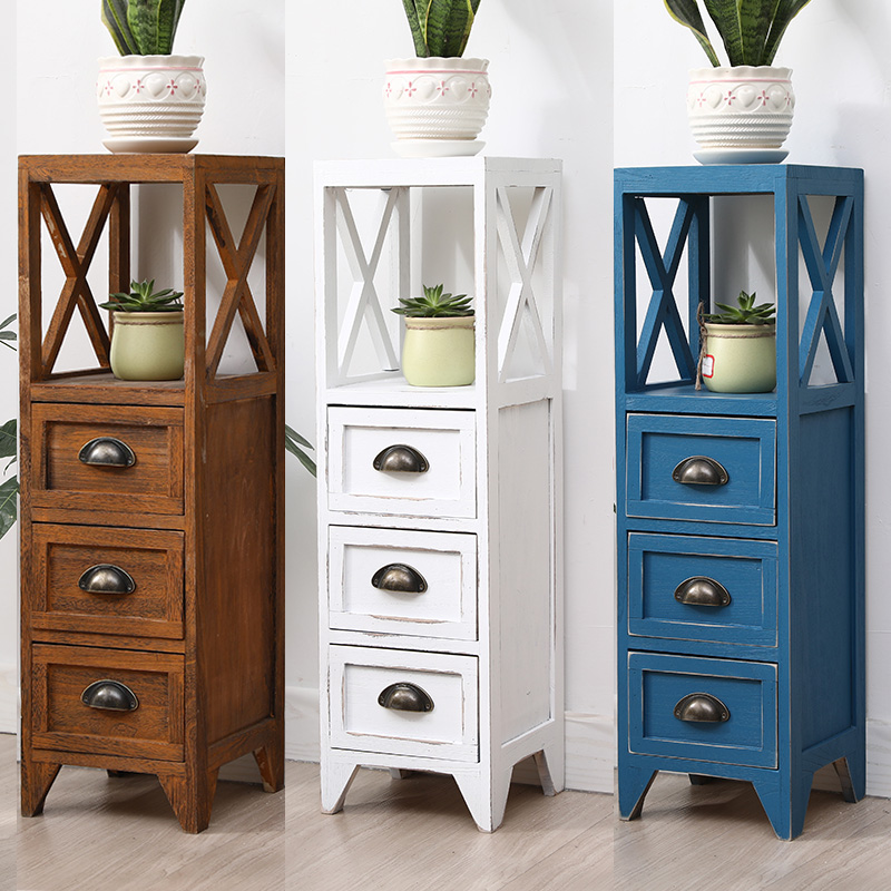 覆古实木超窄床头柜25/30迷你夹缝收纳柜小户型卧室床边收纳柜子