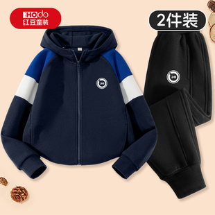 红豆童装男童春秋款外套男大童早春新款套装儿童休闲运动两件套男