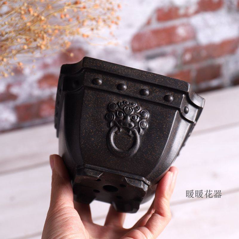 小鼓钉精品紫砂小花盆 案台书桌 小盆景盆