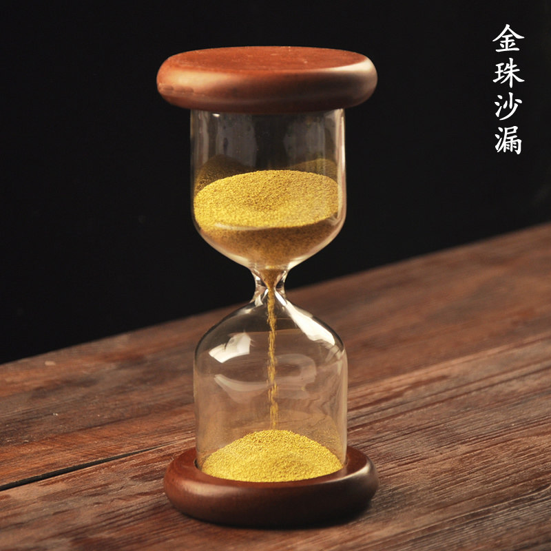 玻璃金珠沙漏计时器木质y刻字生日送女友男生