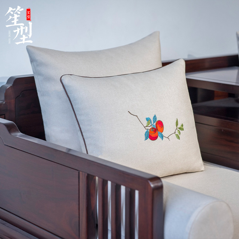 中式红木沙发坐垫中国风棉麻布刺绣花套罩罗汉床海绵垫子定