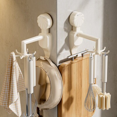 吸盘旋转挂钩免打孔厨房铲子挂勾架多功能六角收纳架强力无痕粘钩