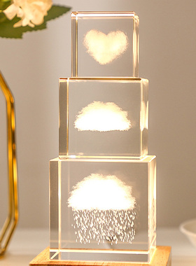 爱心治愈小送你立方心云水晶球手工一朵淡积云的云朵领养标本