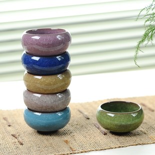 冰裂纹釉茶具 茶杯冰裂杯复古茶道杯子大号陶瓷汝窑紫砂彩杯