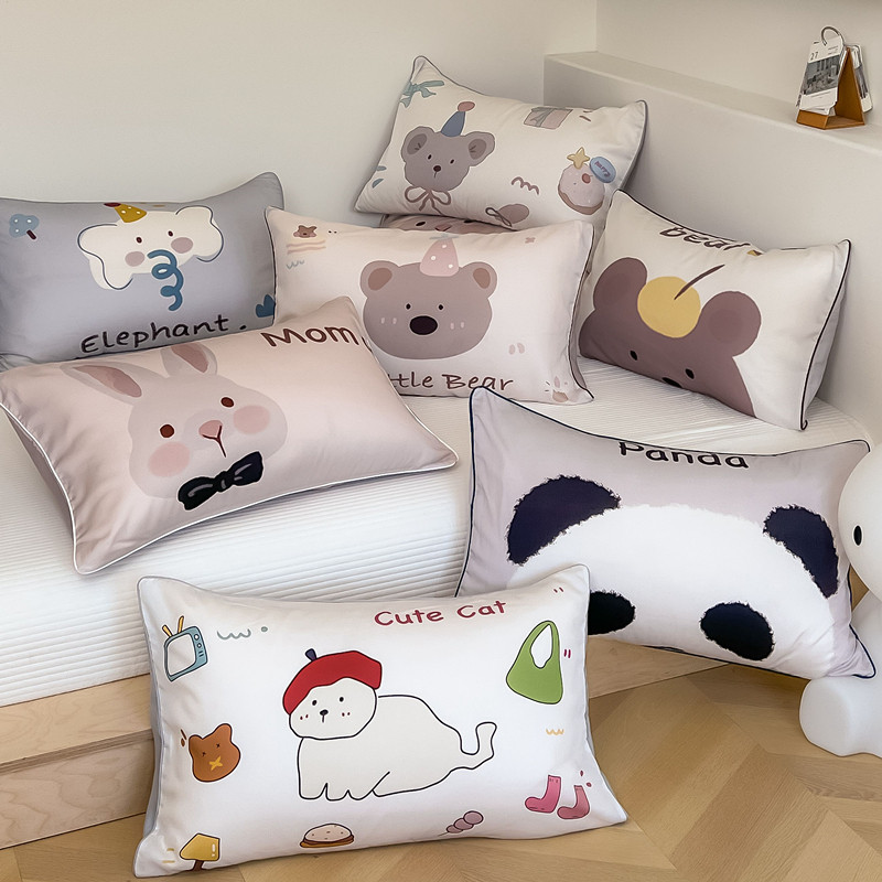 A类母婴级儿童宝宝100支天丝枕头套卡通枕巾单个夏季30x50幼儿园