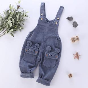 婴儿 男女通用灯芯绒背带裤 2023秋冬季 休闲婴幼儿背带裤