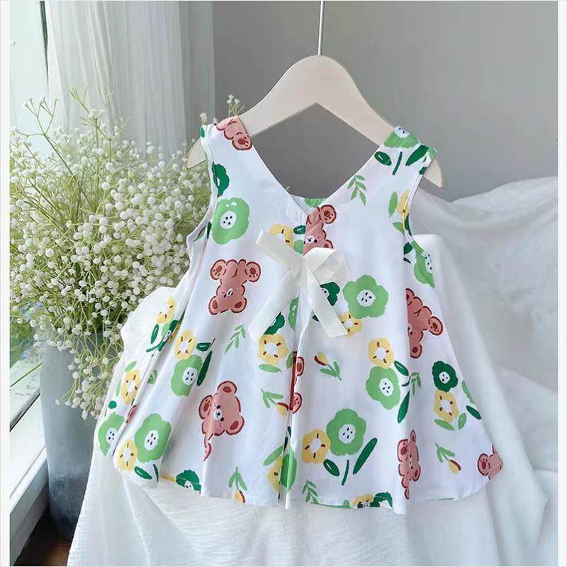 宝宝连衣裙棉绸儿童裙子薄款夏季无袖吊带裙小女孩仙女裙沙滩裙