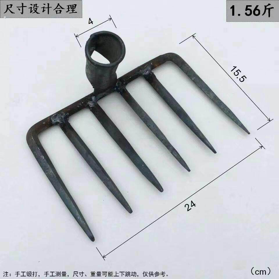 六齿锄耙弹簧钢手工锻打农用农具除草铁耙子松土种菜园林6齿钉耙