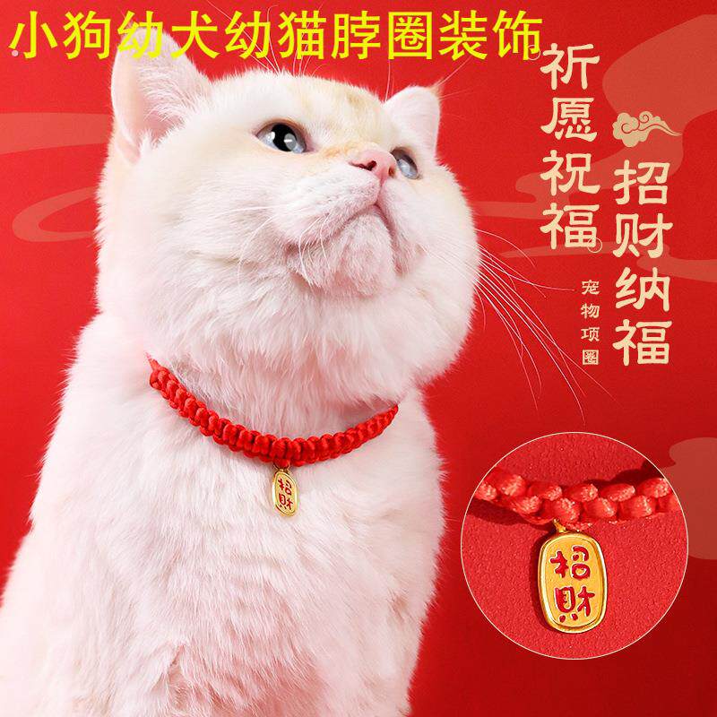 新年宠物项圈狗狗猫咪项链红绳配饰小狗幼犬幼猫脖圈装饰可爱颈圈