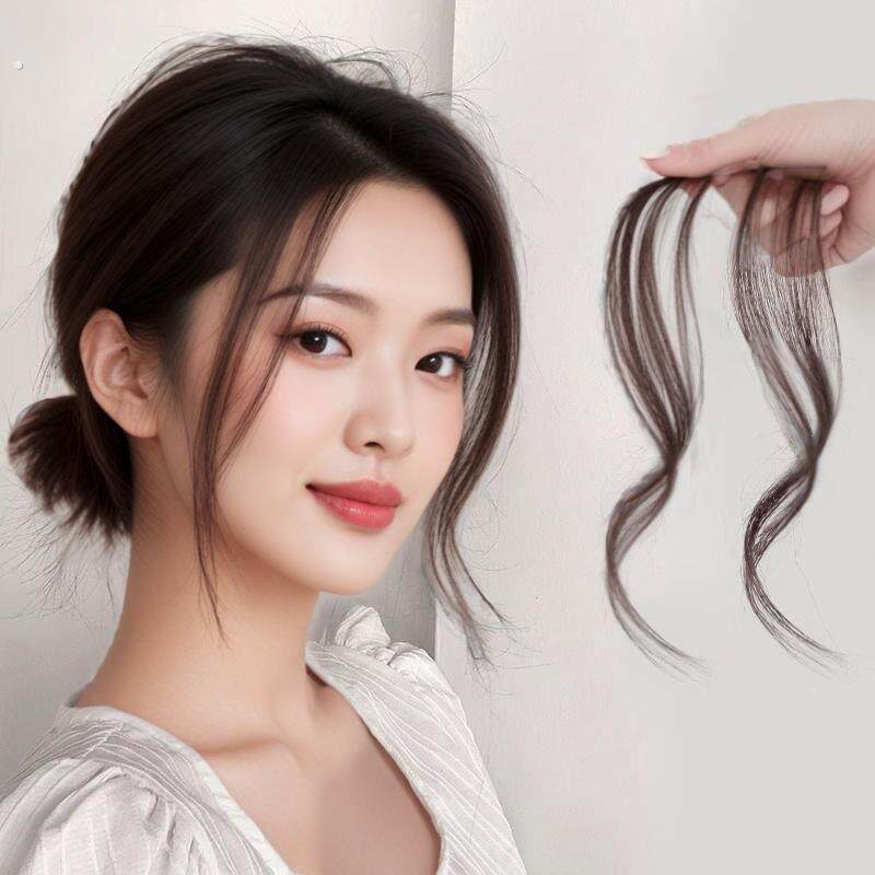 假发片龙须浏海女自然一体式前额超薄无痕新款八字浏海片额头鬓角
