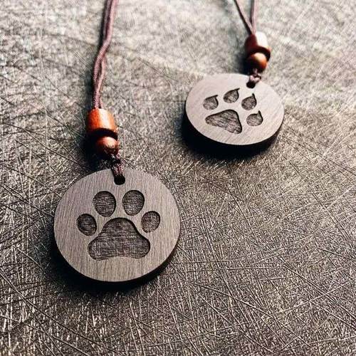小狗牌项链檀木定制刻字项链吊坠檀木礼品轻奢小众情侣间礼物